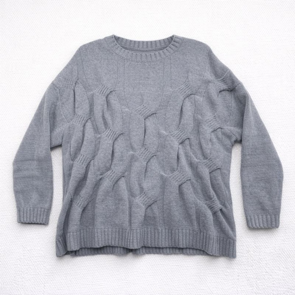 J.Jill Chenille‎ Sweater Women's L Gray Textured 3D Knit Cozy Pullover Soft Warm